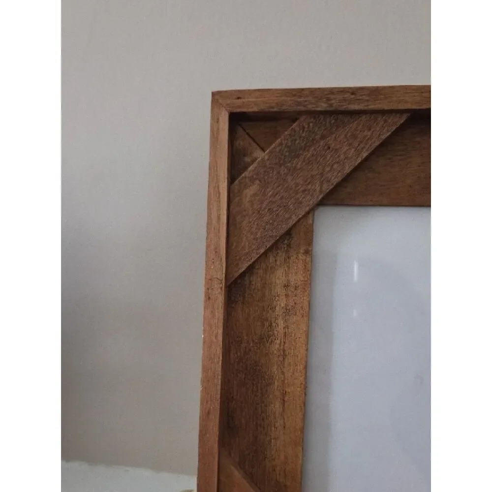 Rustic Wooden Photo Frame with Red & Orange Sunflowers -
